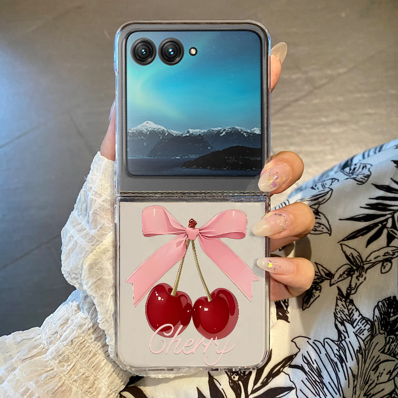 Phone Cases Motorola - Pink Cherry Bowknot Printed Phone Case