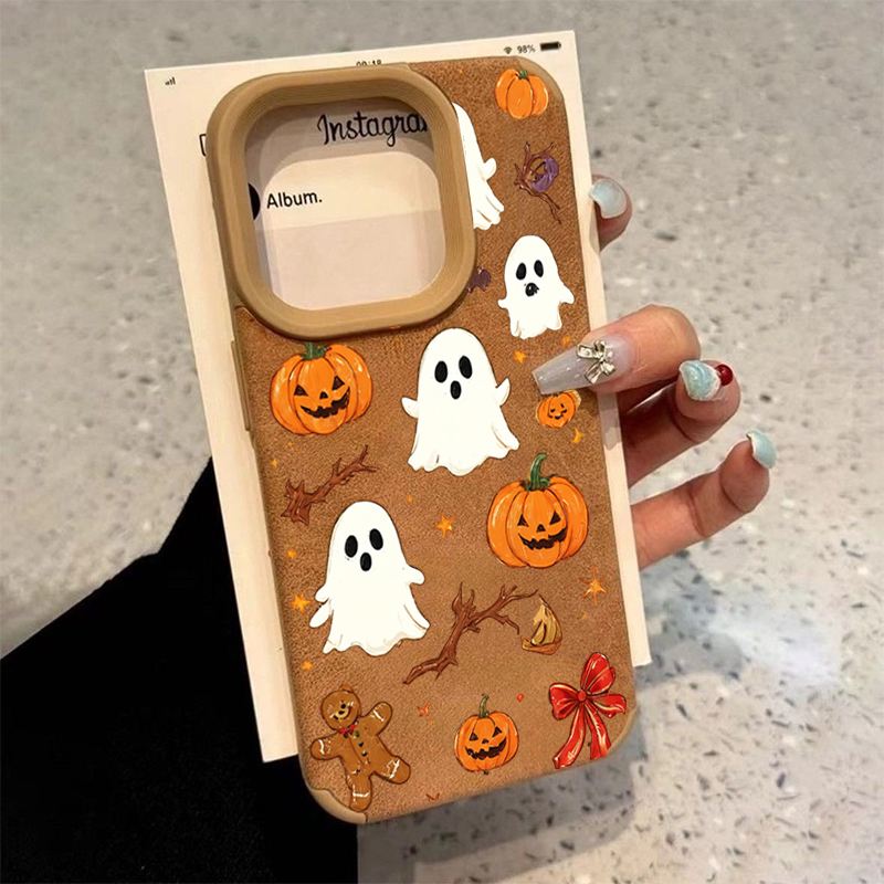 Phone Cases Durable - Halloween Cute Pumpkin Ghost Phone Case