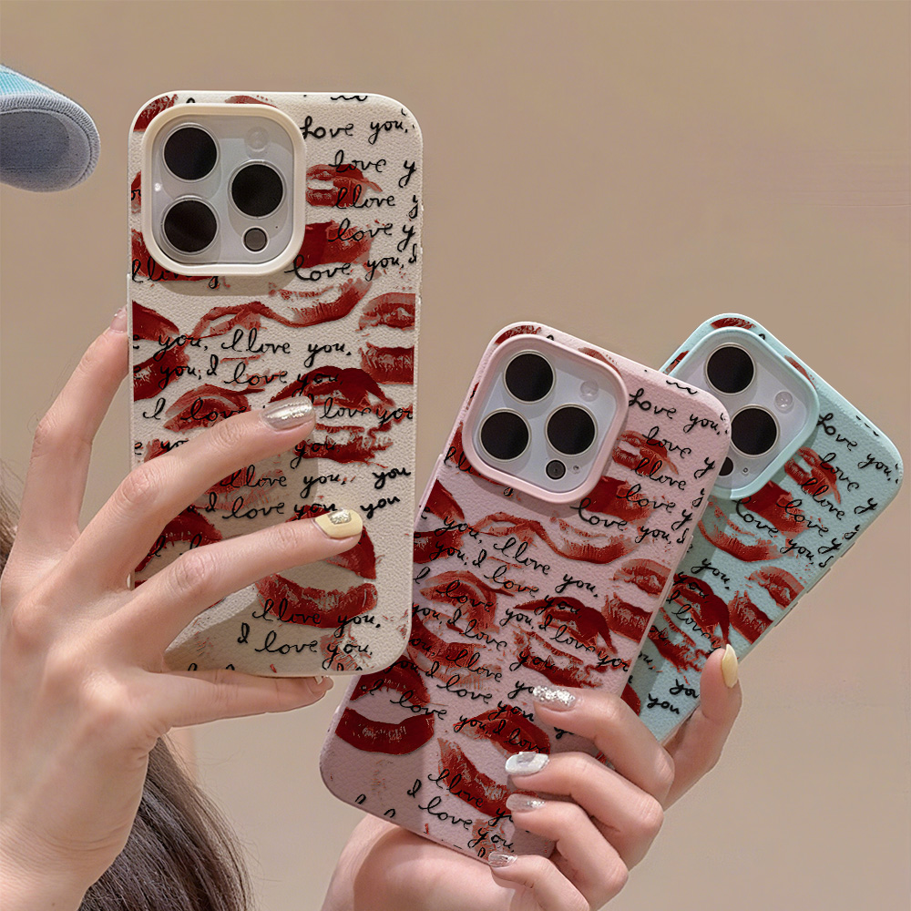 Phone Cases Durable - Bright Red Lips Leather Phone Case