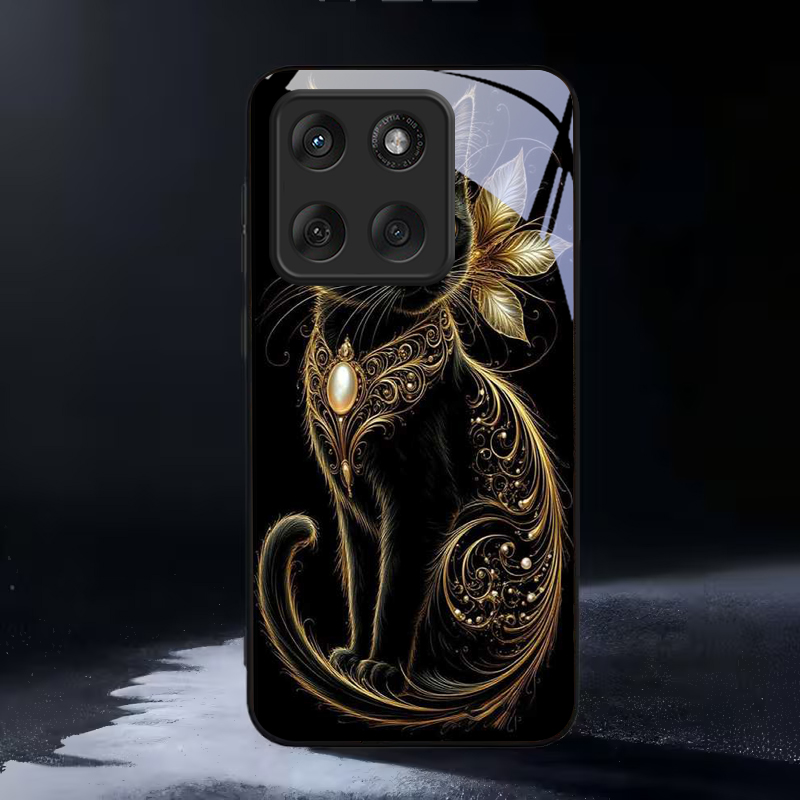 Mystic Golden Pearl Cat Black  - Phone Cases Motorola 评论和价格