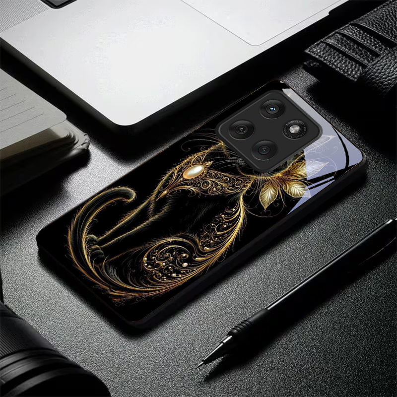 Mystic Golden Pearl Cat Black  - Phone Cases Motorola 评论和价格