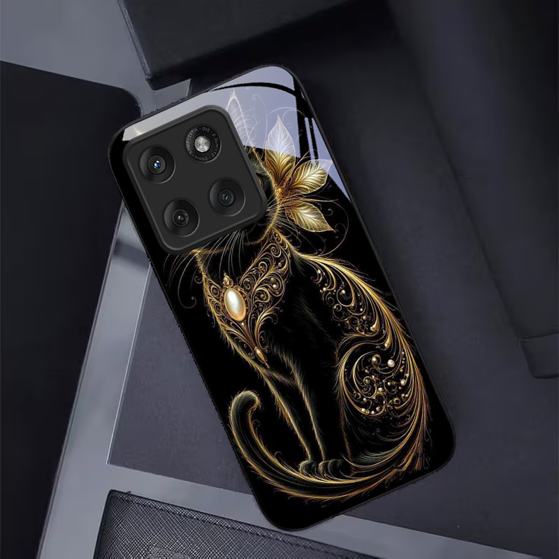 Mystic Golden Pearl Cat Black  - Phone Cases Motorola 评论和价格