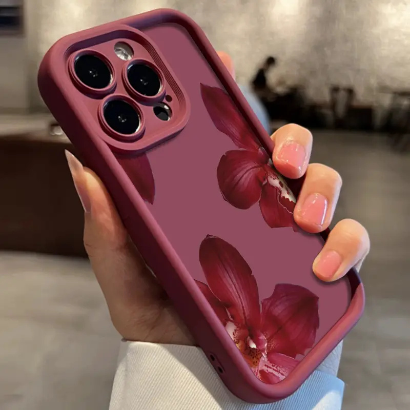 Wine Red Orchid Flower Pattern - Phone Cases Xs 评论和价格