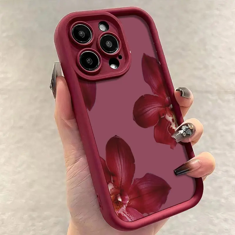 Wine Red Orchid Flower Pattern - Phone Cases Xs 评论和价格